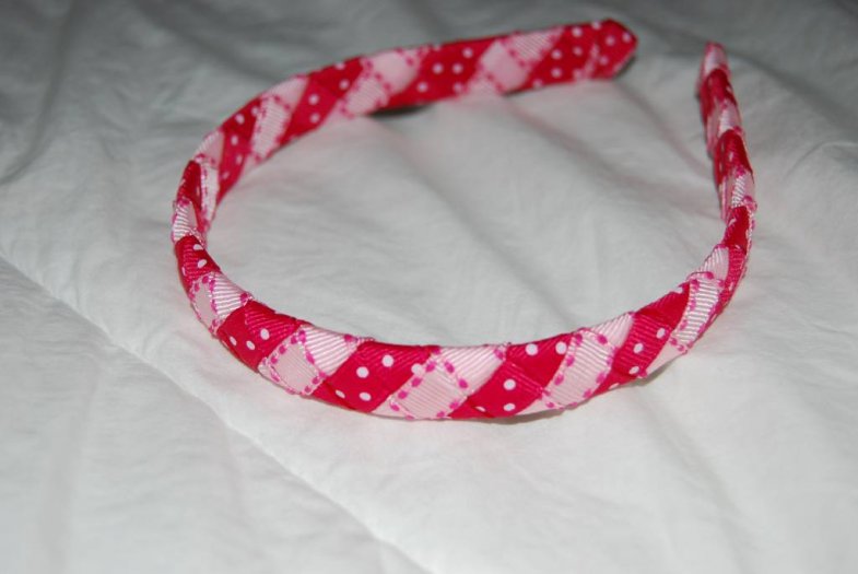 Hot Pink and Light Pink Woven Headband - Click Image to Close