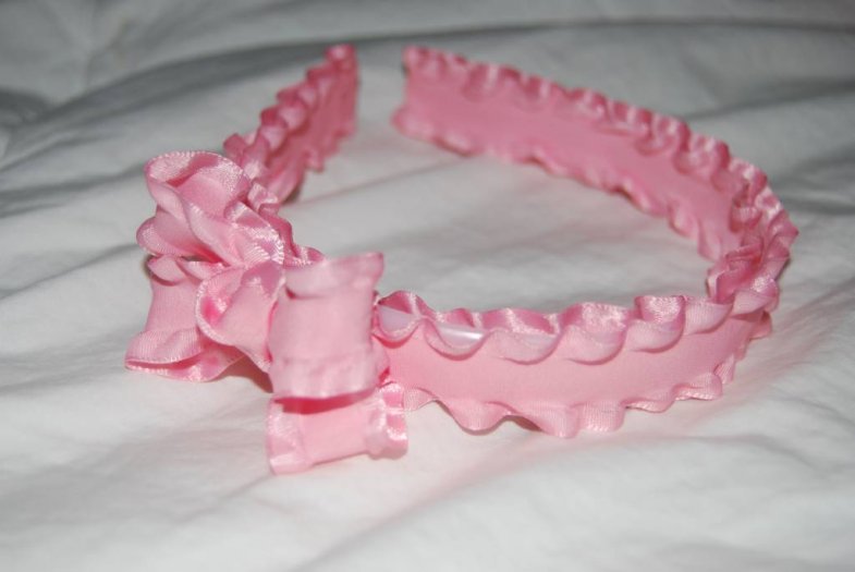 Pink Double Ruffle Headband - Click Image to Close