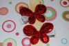 Pair of Red Sequin Butterfly Clippies