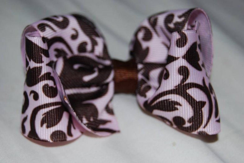 Light Pink and Brown Boutique Bow - Click Image to Close