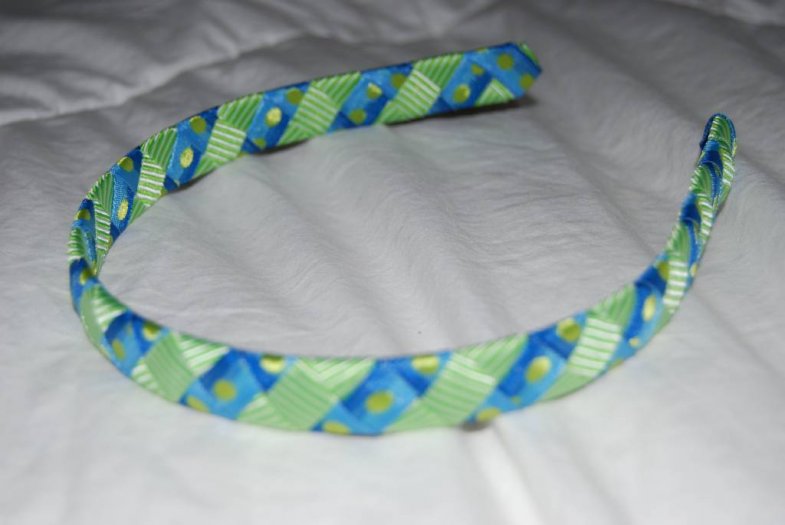 Bright Blue and Lime Green Woven Headband - Click Image to Close