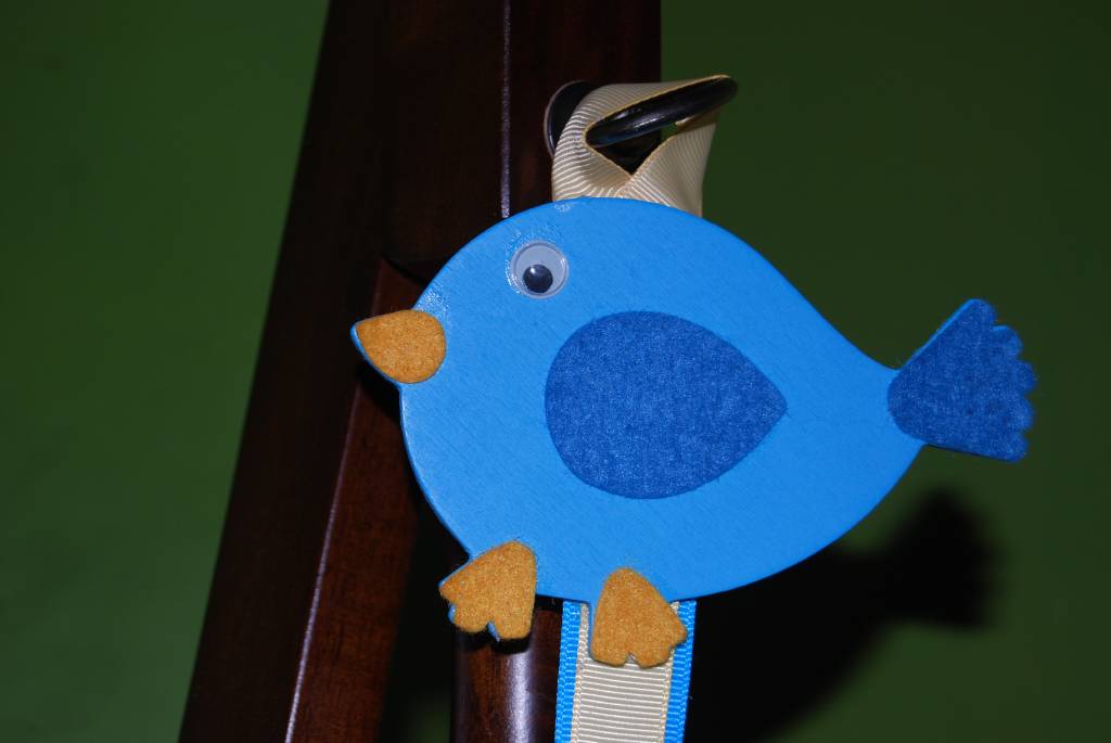 Adorable Little Blue Bird Bow Holder and Bow - Click Image to Close