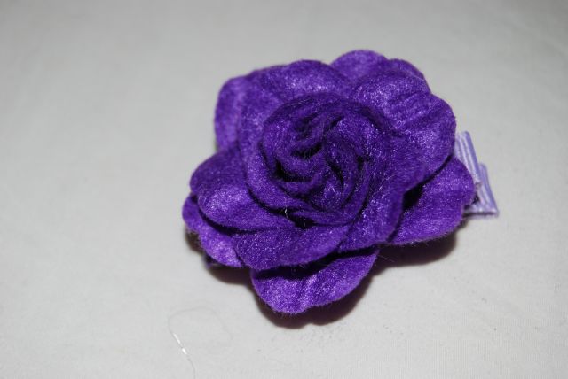 Purple Felt Flower Rose Clip - Click Image to Close