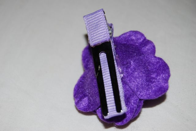 Purple Felt Flower Rose Clip - Click Image to Close