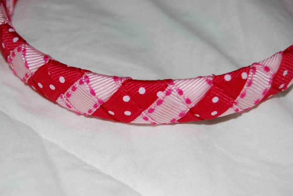 Hot Pink and Light Pink Woven Headband - Click Image to Close