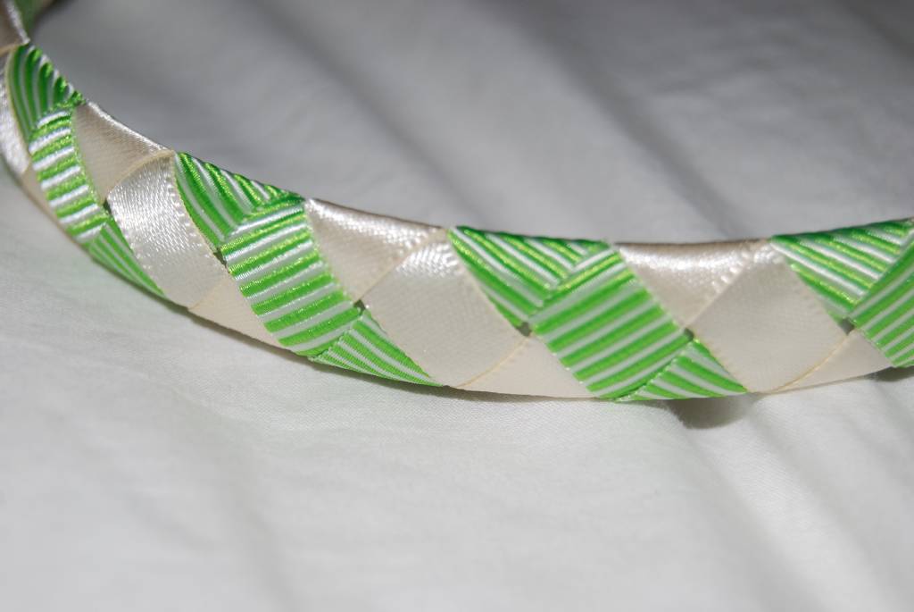 Bright Green and Ivory Woven Headband - Click Image to Close