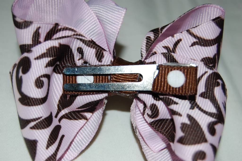 Light Pink and Brown Boutique Bow - Click Image to Close