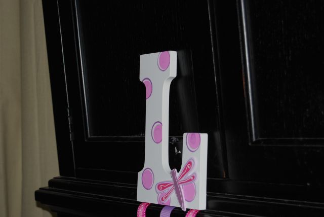 Custom Polka Dot Letter Bow Holder in Pink Purple and White - Click Image to Close
