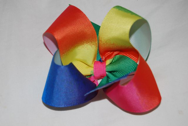Tie-Dye Like Multi Colored Bow - Click Image to Close