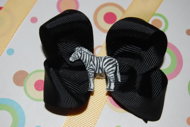 Black and White Zebra Bow - Click Image to Close