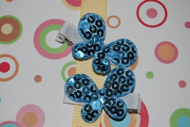 Pair of Blue Sequin Butterfly Clippies - Click Image to Close