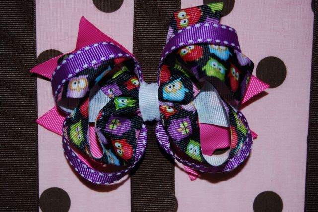 Whoo! Whoo! Layered Boutique Bow - Click Image to Close