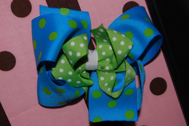 Double Layer Polka Dot Boutique Bow - Click Image to Close