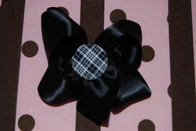 Satin Bow with Vintage Button - Click Image to Close