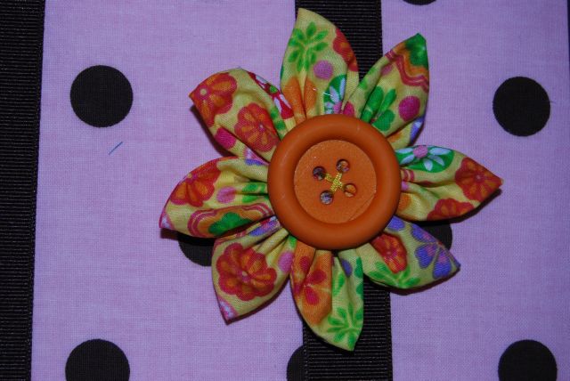 Summery Orange and Yellow Fabric Flower - Click Image to Close